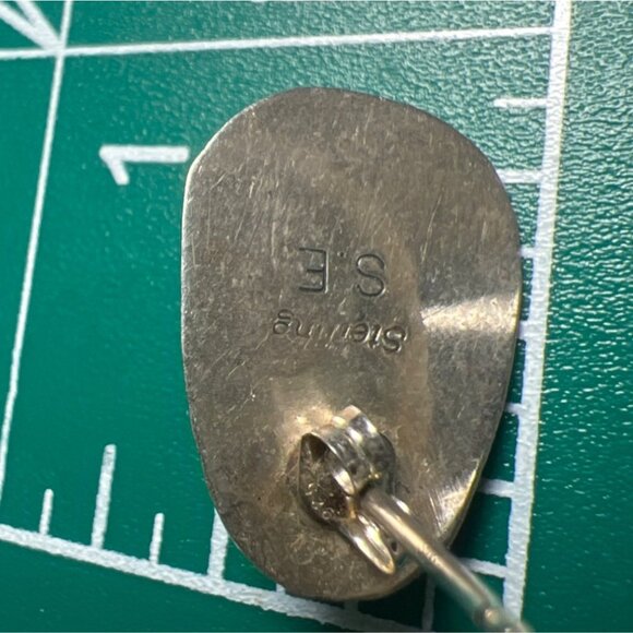 Zuni Earrings Sensa Eustace Native American Pueblo Bear Claw Hematite Sterling - Picture 6 of 7